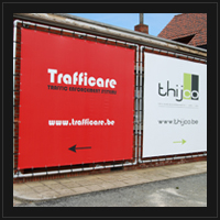 spandoeken, spandoek, bache, werfdoek, geveldoek, reclamebanner, reklamebanner, aluminiumkader, aluminium frame, aluminium constructie